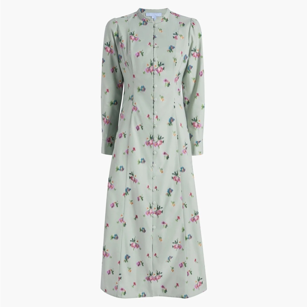 Hill House The Lucienne Dress In Sage Taffeta - Picture 2 of 11